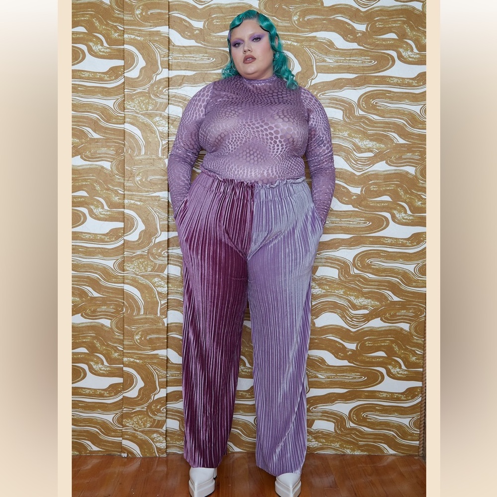 Lavender Pilot Pants, wide legged, velvet